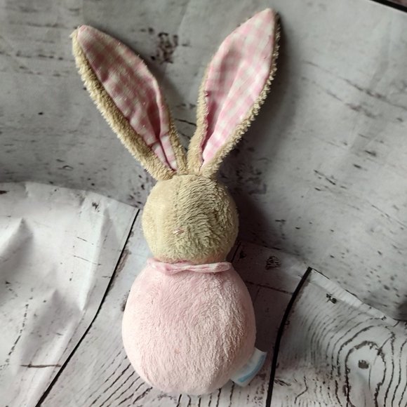 klorane bebe  pink bunny plush rattle lovie 9' Easter bunny - Picture 1 of 6